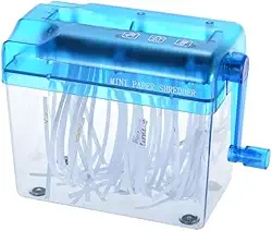 MINI FRAGMENTADORA DE PAPEL TRITURADOR PICADOR CARTAO DOCUMENTOS MANUAL MESA ESCRITORIO COM MANIVELA CESTO PORTATIL