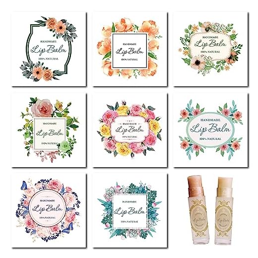 CRASPIRE 80 pegatina de Bálsamo Labial de 8 estilos, Autoadhesiva, Etiquetas de Bálsamo Labial Caseras, Patrón Floral, Etiquetas Adhesivas Cuadradas Imprimibles para Bricolaje, para Contenedores