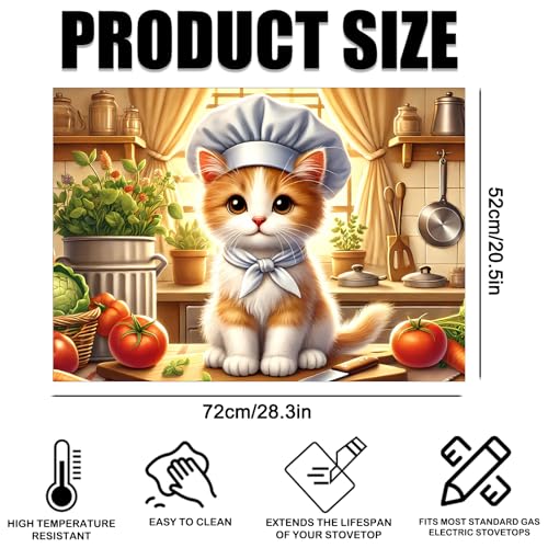 Image of Nuxovilar Chef Cat Stove Cover Diatom Mud 20.47x28.34 In