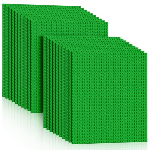 Pokiiulk 20 Baseplates for Bricks, Classic Green Building Base Plates, 10