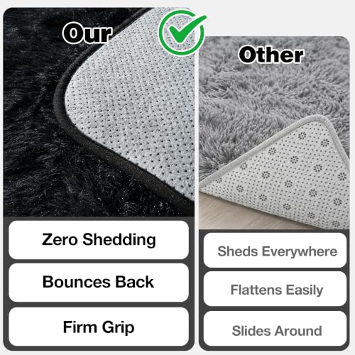 5x8 Area Rugs for Living Room, Bedroom, Ultra Soft Fluffy Shag Bedside Rug, Non-Slip & Non-Shedding, Fuzzy Plush Indoor Floor Carpet for Kids Room, Nursery, Dorm, Office, Modern Home Decor (Black) - Image 4
