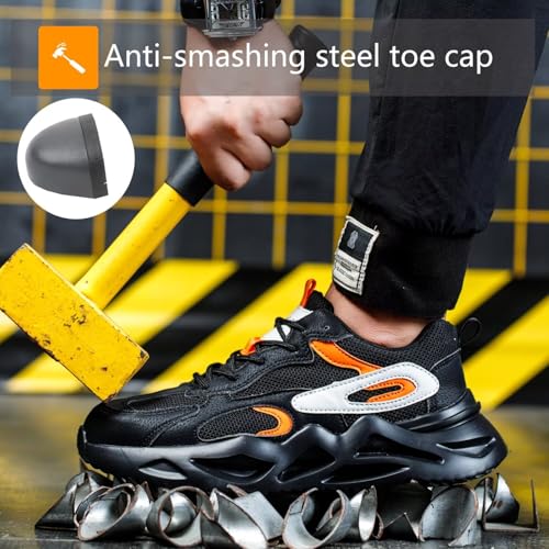 Steel Toe Shoes for Women Men Wide fit Indestructible Work Sneakers Safety Shoes Lightweight Slip Resistant Puncture Proof Composite Toe Shoe3