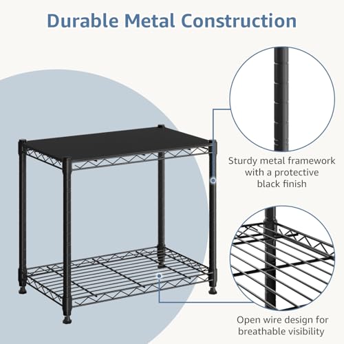 Image of DUMOS 2-Tier Metal Wire Storage Shelves, Adjustable Standing Storage Rack Shelf, Heavy Duty Steel Shelving Unit Organizers for Kitchen Bathroom Pantry Garage, 23.1 inch Wx13.1 Dx22.1 H, Black