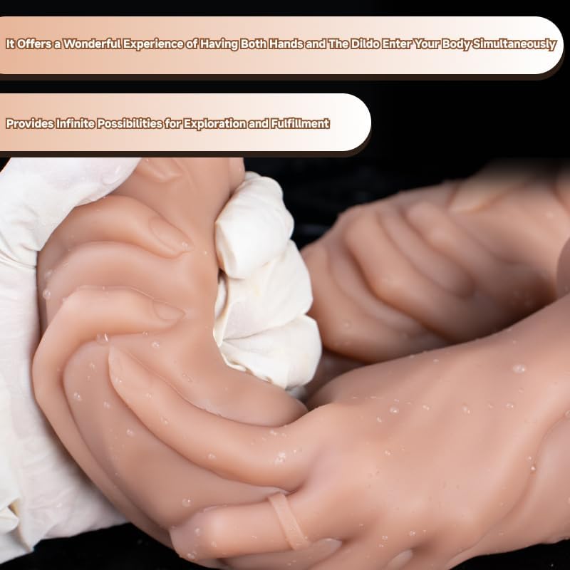 Grip fist & Forearm Dildo, Realistic Lifelike Sex Toy with Suction Cup for Hands Free Fisting, Body Safe, Light Flesh Colored, Easy to Clean