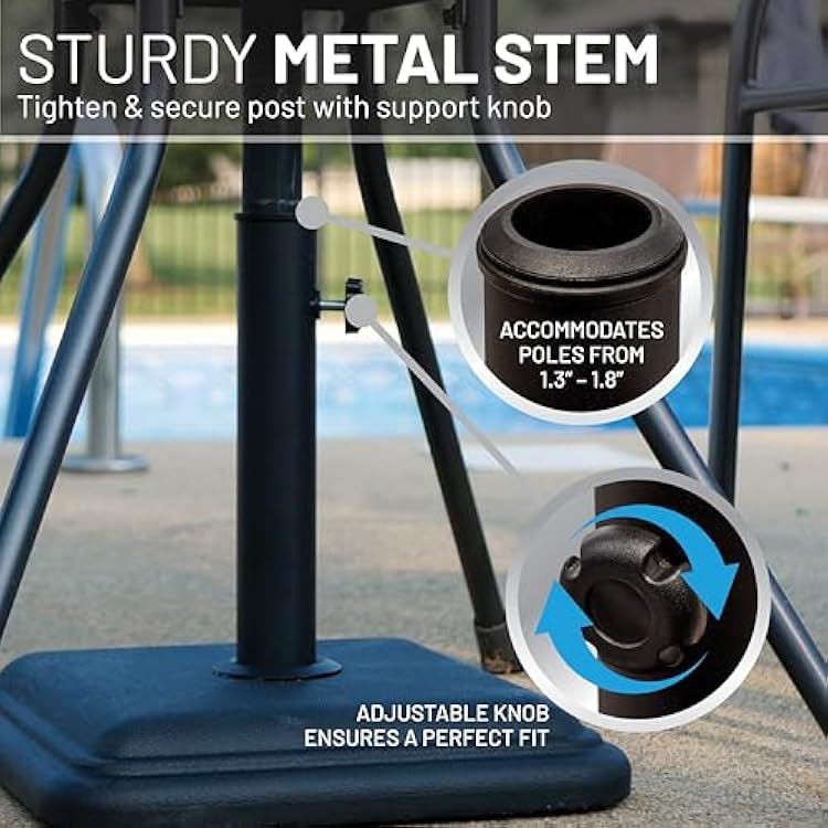 US Weight 26 Pound Umbrella Base - Cast Stone Outdoor Umbrella Stand - for Use with Umbrella Poles 1.3 to 1.8 - Designed to be Used with Patio Table - Black
