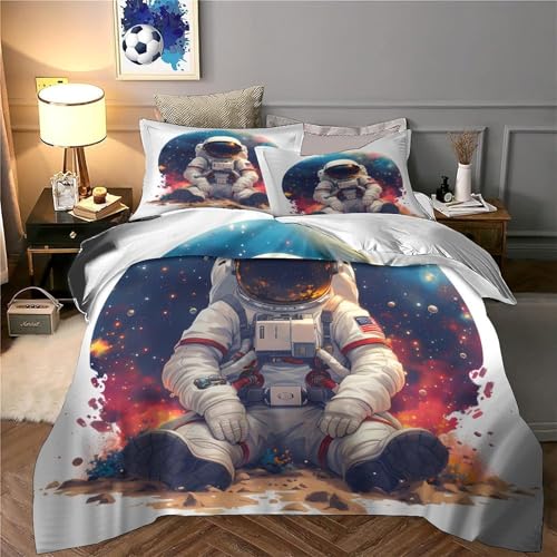 Housse de couette 135x200 astronaute espace parure de lit single microfibre 3D - 6
