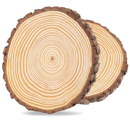 20-22cm Rodajas de Madera,1Plusselect 2pcs Discos de Madera Natural,Madera Manualidades 20mm de Grosor para Pirograbador de Madera,Discos de Madera,Bodas,Pintura,Centros de Mesa,Decoración de Navidad