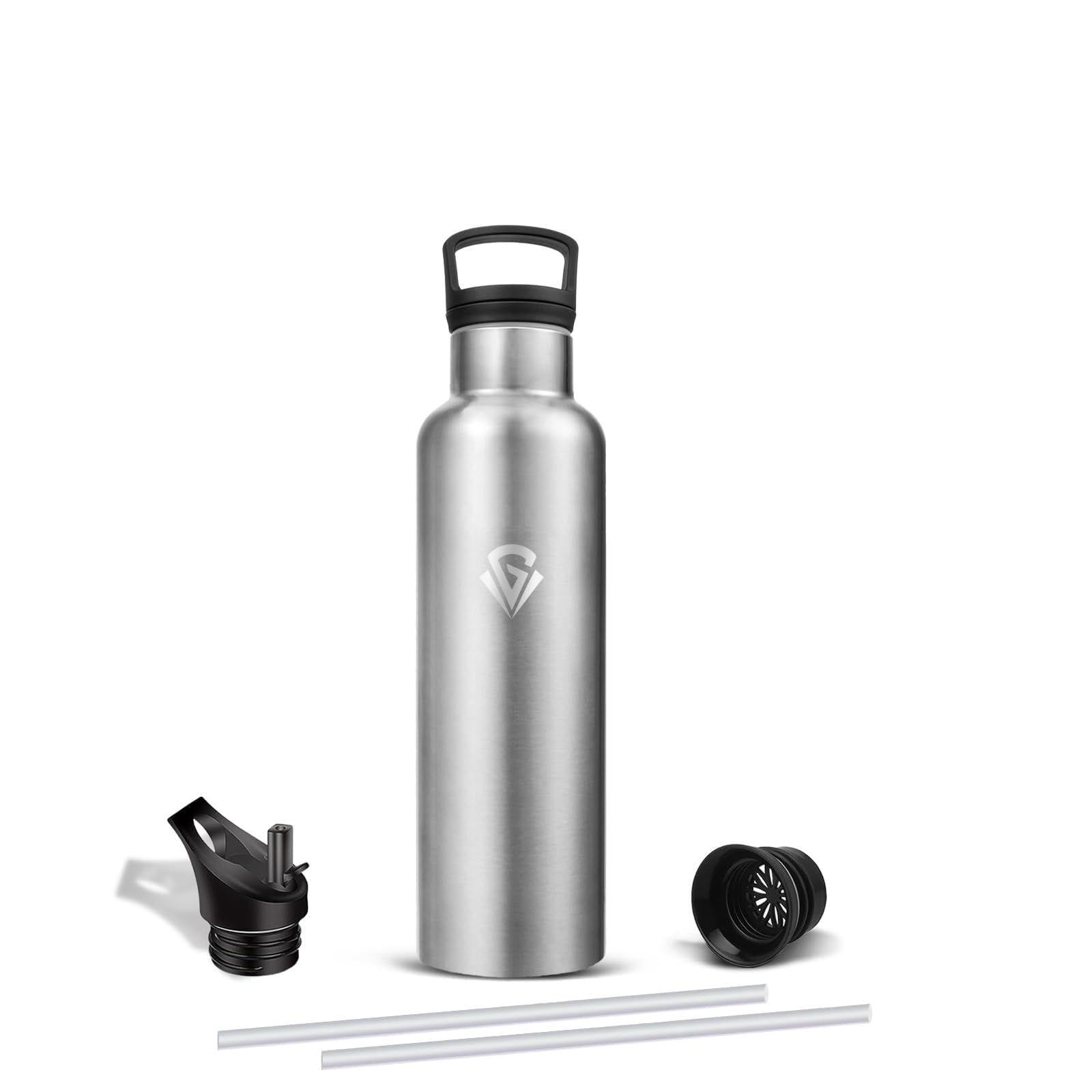 Mujigaga 500ml Thermal Water Bottle, BPA Free Thermal Water Bottles, Kids Water Bottle with Straw, Leak-Proof Stainless Steel Water Bottles for School, Running, Travel