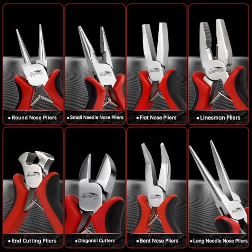 Image of 8-Piece Mini Jewelry Pliers Set, Needle Nose, Round Nose & Cutters