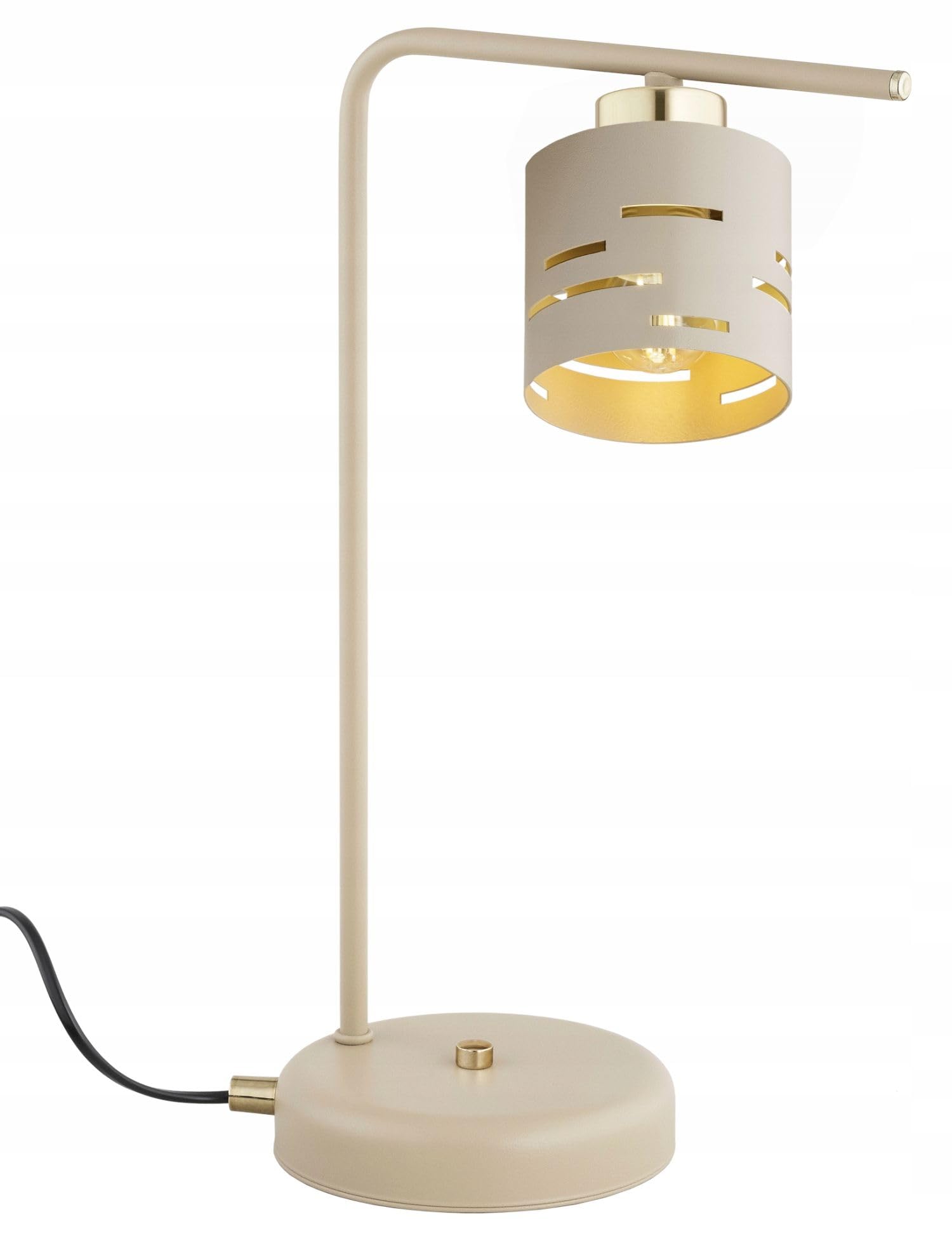 Licht-Erlebnisse Tischleuchte Metall Ecru Gold Nachttisch Schlafzimmer Wohnzimmer Büro E27 Modern gemütlich H:38 cm Tischlampe Schreibtisch