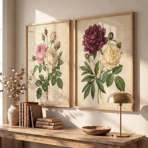 Image of YANVEER Botanical Wall Art Painting | Wall Frames For Home Decor Office Living Room | Poster With Frame Wall Decoration Painting | Premium Art Framed Wall Painting For Home Decor | Set of 2 (13X17 inch)