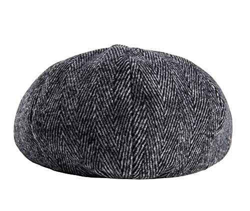 2 Pack Newsboy Cap Peaky Herringbone Baker Boy Flat Caps For Men Women (Black And Gery) #TOP6