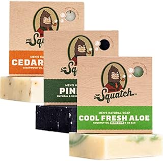 Dr. Squatch All Natural Bar Soap for Men, 3 Bar Variety Pack, Pine Tar, Cedar Citrus and Cool Fresh Aloe