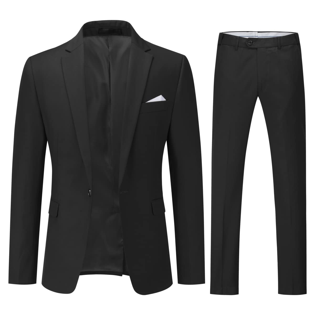 YOUTHUP Garnitur męski, 2-częściowy, slim fit, garnitur męski, biznesowy, wesele, nowoczesny garnitur, marynarka, spodnie garniturowe, czarny, XL