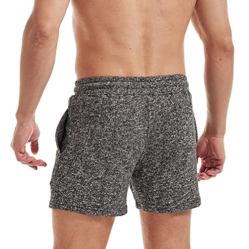 Aimpact Mens Sweat Workout Shorts 5 Inch Inseam Casual Athletic Jogger Short Shorts For Men(Dark Gray L(3Xl) #TOP3