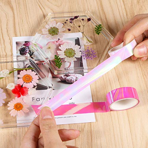 Kissbuty Holographic Colored Masking Tape Set, 20 Rolls Rainbow Masking Tapes Translucent Labelling Tapes Decorative Waterproof Adhesive Iridescent Graphic Art Tape For Arts Diy Office Supplies #TOP3