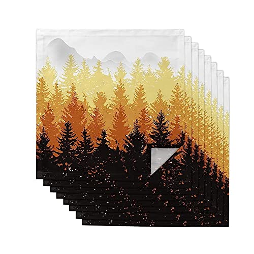 Serviettes en tissu arbre forêt d'automne serviette table 50x50