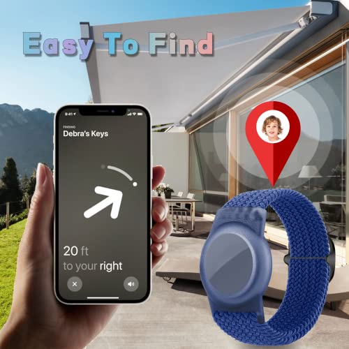 Kids Bracelet Compatible With Airtag, Gps Kid Tracker Holder Braided Wristband For Apple Air Tag, 2022 Upgraded Nylon Adjustable Anti Lost Airtag Watch Band For Kids Children Elders (Blue) #TOP4