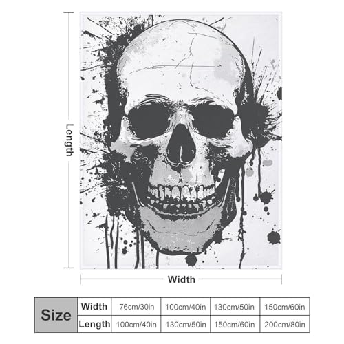 Couverture en flanelle tête de mort imprimé graphique haut de gamme - 3