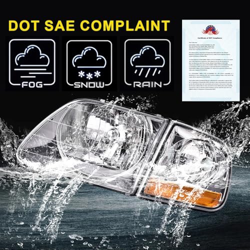 Image of GRAND ORANGE Headlight Assembly Compatible with Ford F150 1997-2003 /Fit Ford F250 97-99 /Fit Ford Expedition 97-02 Headlamps Clear Chrome Amber