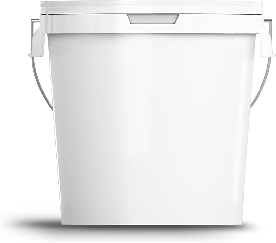 20 Litre White Bucket With Airtight, Leak-Proof, Tamper Evident Lid & Metal Handle