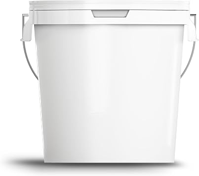 20 Litre White Bucket With Airtight, Leak-Proof, Tamper Evident Lid & Metal Handle