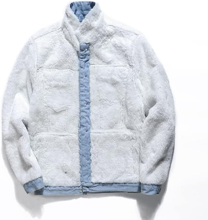 AAPAH Men's Size Fleece Denim Jacket Winter Plus fleece Thick Warm Jean Coat Male High-End Clothes