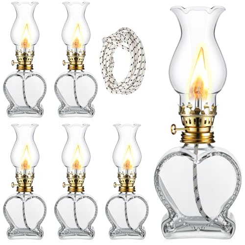 Opiniones y reviews de Iluminación decorativa y para usos específicos los mejores 10. 46 Yexiya - 6 lámparas de queroseno de vidrio vintage, de aceite, rústica, transparente, de huracán, mecha extra de 2 m, decoración e iluminación del hogar, emergencia (estilo...