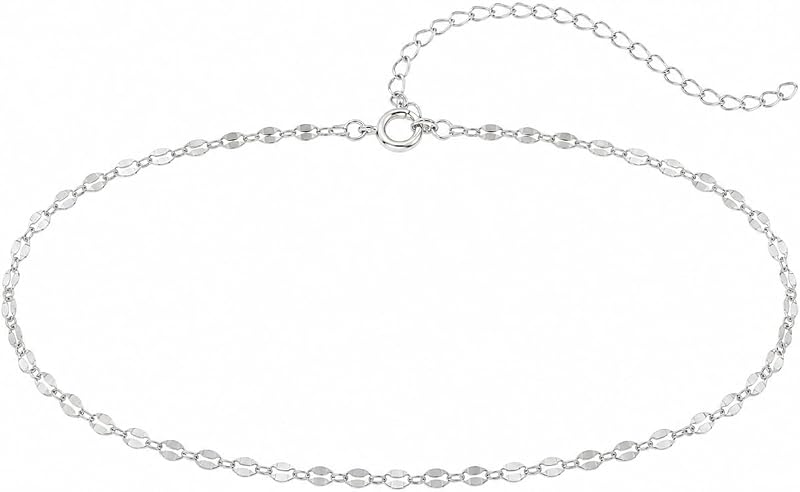 Minimalist Silver Chain Choker, Silver Choker Necklaces, Length 13-16 Inches, Simple Stacking Necklaces, Everyday Jewelry for Women