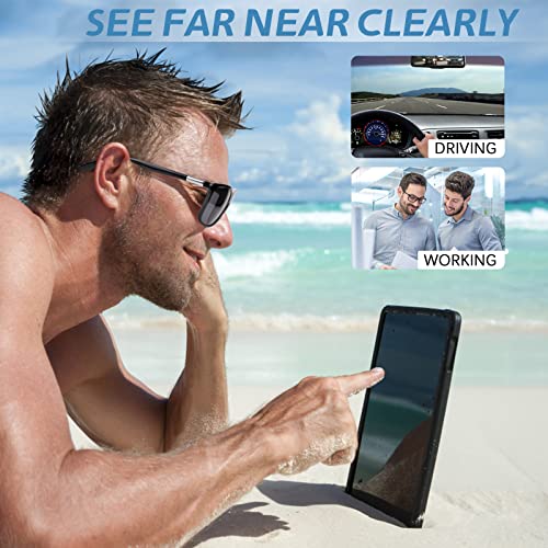 Missfive PHOTOCHROMIC BIFOCAL READERS Photochromic Bifocal Reading Glasses Men Blue Light Protection, Designer Transition Retro Computer Readers Far And Near Dual-Use Lens Stylish Vintage Eyeglasses Glossy Black Eyewear thumb #1
