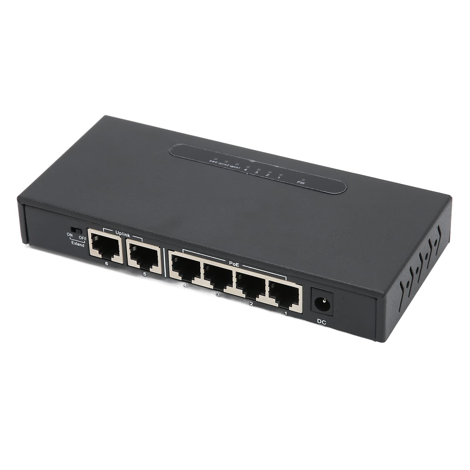 6-portowy przełącznik Poe 110-264 V, 4 porty Fast Ethernet Poe i 2 porty Fast Ethernet 6 portów Uplink, przełącznik 10/100 Mb/s Poe, transmisja 250 m Wbudowany tryb rozszerzonego zasięgu (EU)
