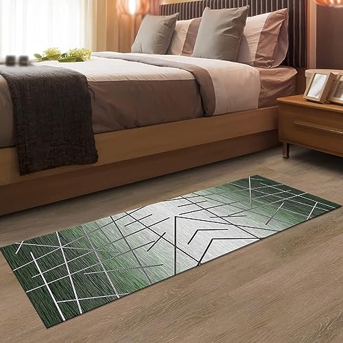 Tapis de couloir en polyester résistant design gris vert noir 300cm - 5