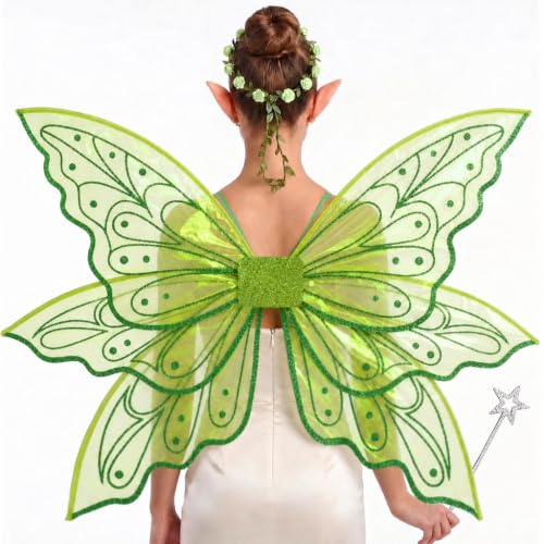 Fairy Wings for Adults 35.4"x25.5", Fairy Butterfly Costume Set for Women