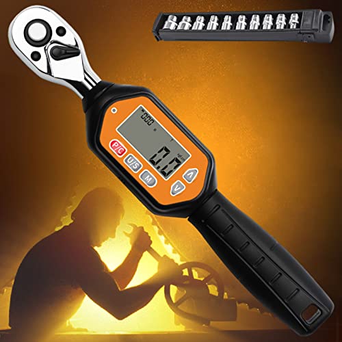 Drehmomentschlüssel 3/8" mit Innensechskant, Mini Drehmomentschlüssel Digital mit Summer und LED für Fahrrad Auto Motorrad, Messbereich 1,8~60 Nm Präzisionswerkzeug, Genauigkeit ± 2% / ± 2,5% Cover