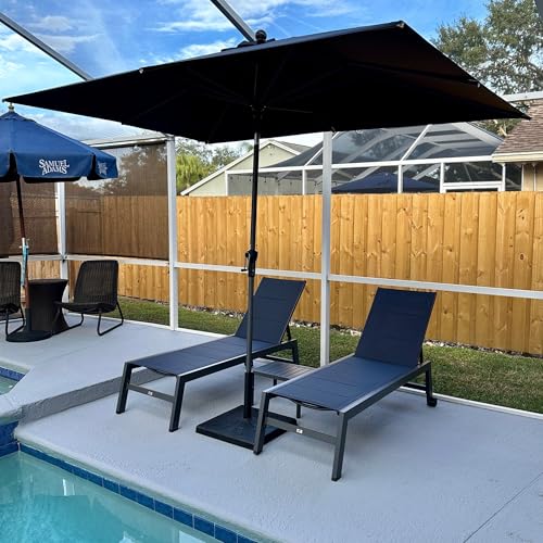 Image of PURPLE LEAF Outdoor Chaise Lounge Set of 2 Aluminum Patio Lounge Chair with Wheels and Side Table Pool Chaise Lounge Chair for Outdoor Backyard Poolside Navy Blue
