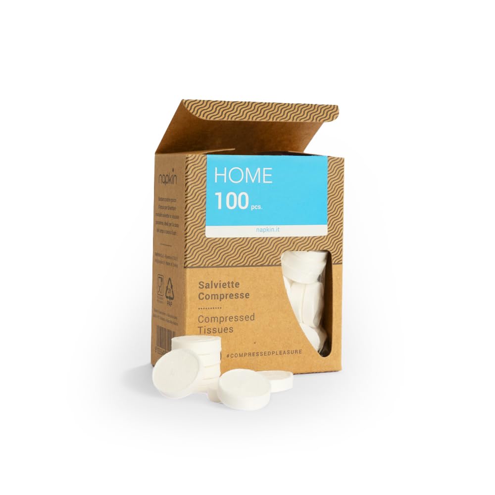 NAPKIN HOME 100 Mini Salviette Compresse Sfuse in 100% Viscosa purissima, Anallergiche e Biodegradabili - Conf. 100 pz