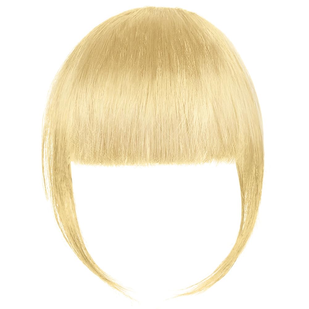 LOPHE Pony Haarteil, Echthaar Fringe Natürlicher Gold, One Piece Human Hair Natürliche Bangs für Frauen, Air Bangs mit Clip