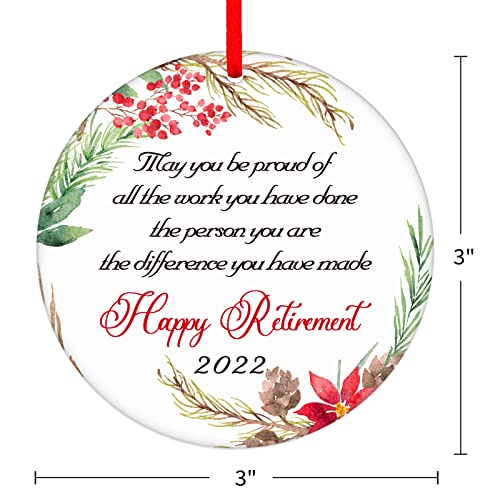 D4Dream Happy Retirement Christmas Ornament,3" Retirement Gifts For Women Men 2022,Retirement Christmas Ornament For For Women,Coworker,Teacher,Nurse Christmas Tree Retirement Party Decorations #TOP6