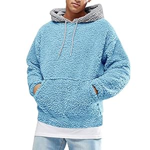 Gemijacka trui met capuchon, heren, pluche hoodie, sweatshirt met teddyfleece en zakken