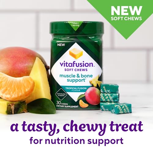 Vitafusion Soft Chews Muscle & Bone Support (1), Adult Chewable Vitamin D for Bone & Muscle Support, Individually Wrapped, Tropical Fusion Flavor, 30 Chews, 30 Day Supply - image 2