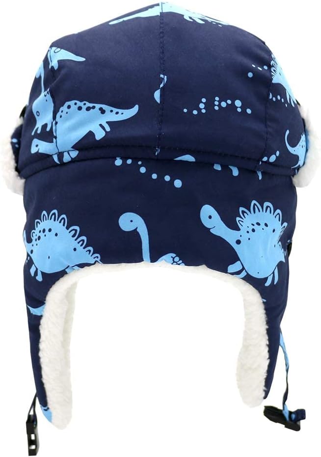Sarfel Baby Winter Hat Sherpa Lined Infant Winter Hats Toddler Trapper Hat Fleece Baby Caps Blue Dinosaur 6-12 Months - Image 5