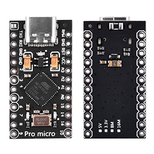 diymore Pro Micro Atmega32U4 Placa de Desarrollo del Microcontrolador 5V 16MHz con Cabezal de Pines (Tipo C)