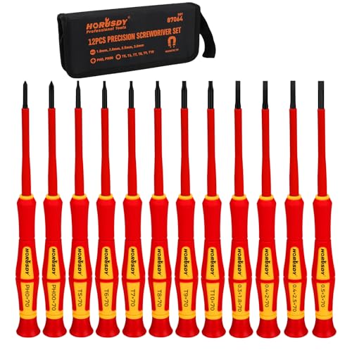 HORUSDY 12-Piece Precision Screwdriver Set, 1000V Insulated Electrician Screwdrivers with Magnetic...