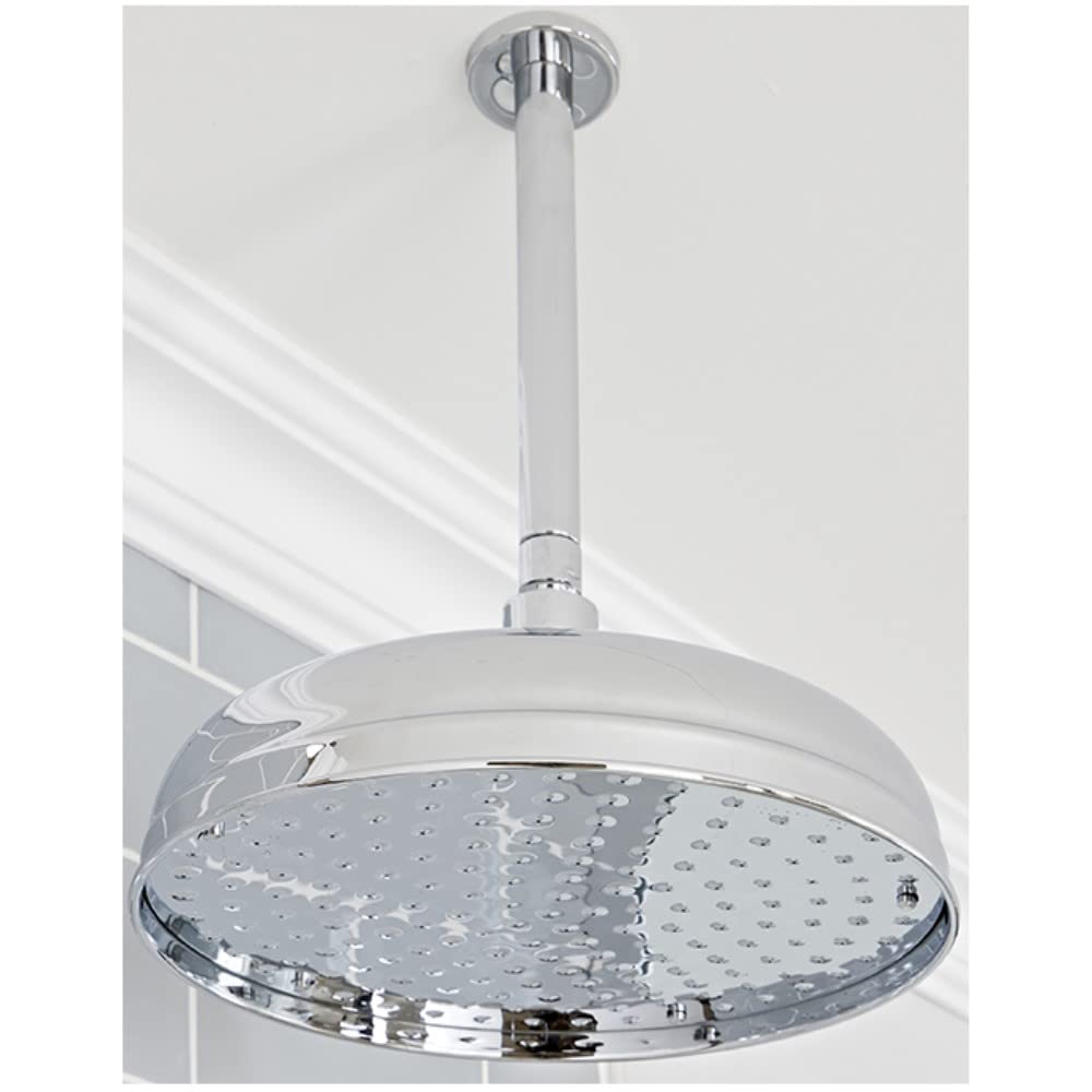 Milano Chrome Elizabeth 300Mm Round Rainfall Shower Head Ceiling Mounted Arm