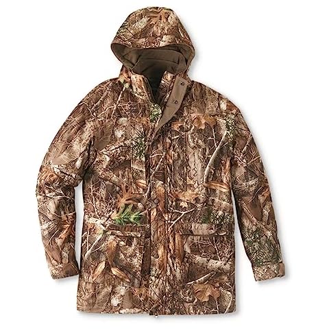 Bolderton Elite Camo Hunting Jacket for Men, 3-in-1 Parka, Waterproof Insulated Rain Gear, Warm Winter Coat with Fleece Liner RT Edge LARGE Cover