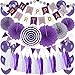 Zerodeco décoration d 'Anniversaire, Happy Birthday Banderole en Papier éventail de Fleurs banderoles de Drapeau Tricolore Foulard en Papier et Ballon décoration d' Joyeux Anniversaire (Violet)
