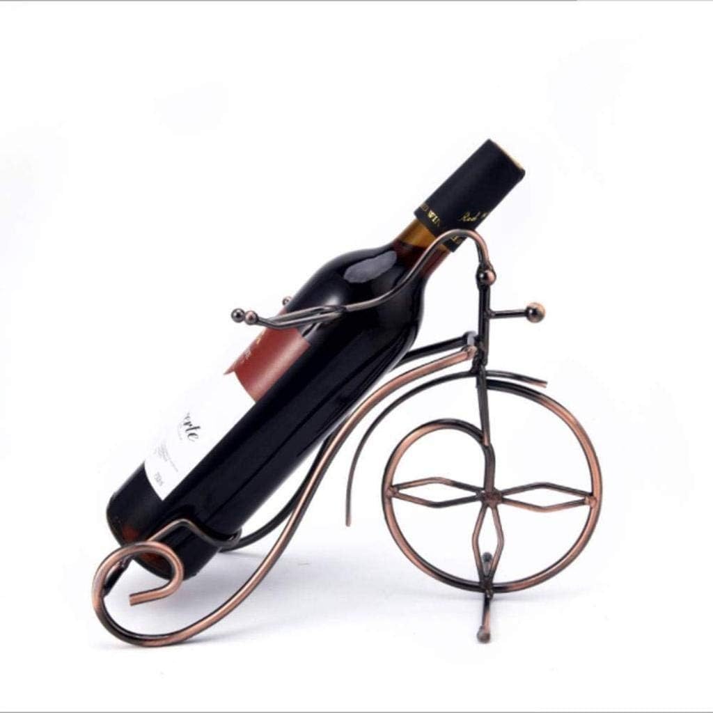PANGPANGDEDIAN Sculpture Wine Rack Wine Glass Rack Tabletop Wine Rack Single Wine Bottle Holder Bicycle Style Wine Stand Metal Iron Process Wine Display Rack Decoration (Color : Metallic)