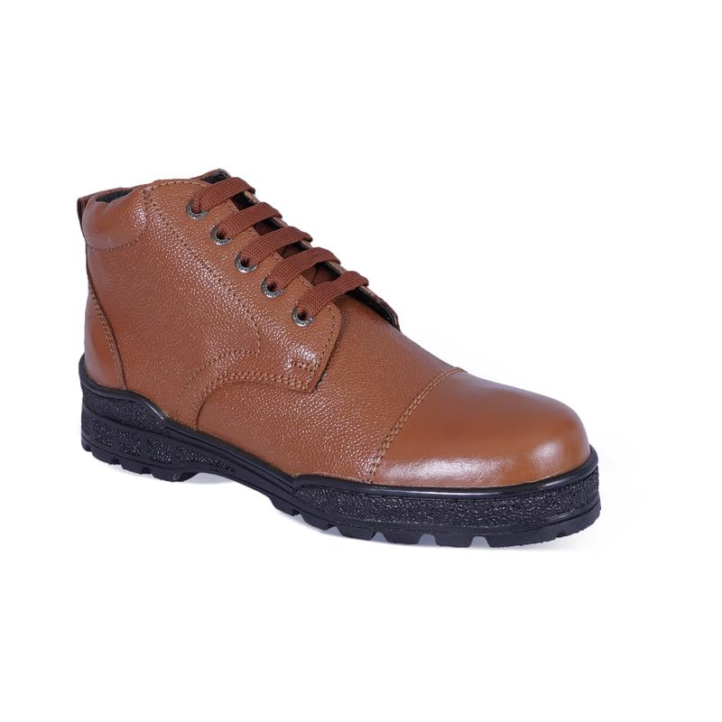 Image of Liberty Kulture Men's Ankle Leather Combat Boots for Police, Commando NCC, Military, Army, Comfortable Footbed | Memory Foam Insole (Available Size in 6 to 11 UK, Black /Tan Brown) CMD-01