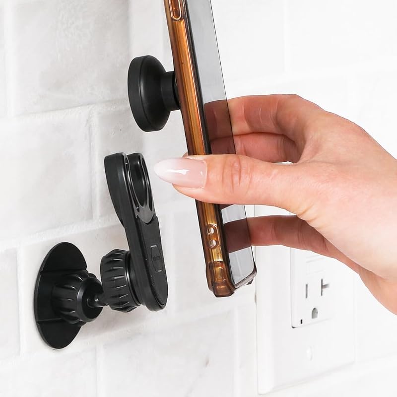 Soporte de escritorio/pared para PopSockets (paquete de 2) – Fuerte soporte adhesivo para teléfono para escritorio, pared, espejo (no para automóvil) – Ángulo ajustable, compatible con todos los enchufes | Fuerte soporte adhesivo para teléfono para escritorio, pared, espejo (no para auto), ángulo ajustable, Compatible con todos los enchufes