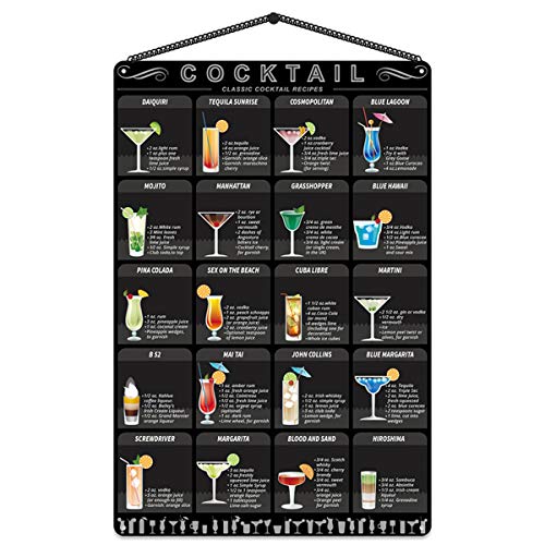 Metal Cafe Shots Mixology Tin Sign Cocktail Recipe Guide Kitchen Bar Pub Wall Art Decor 8" X12" (Cocktail Menu) #TOP5